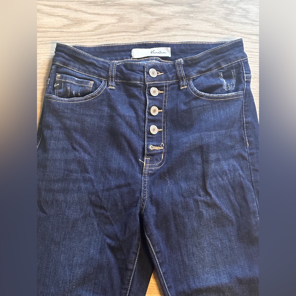 KanCan Dark Blue Jeans with Distressed Hem
